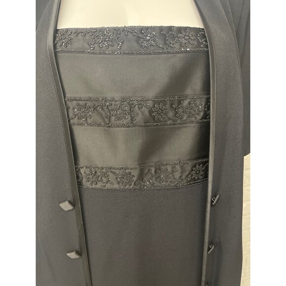 Women's Perceptions by Irene B Women Black Beaded Formal Dress Duster2 Pcs Set S - Picture 7 of 9